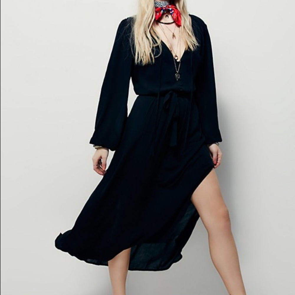 Nwt Free People "Say You Love Me Dress" black maxi